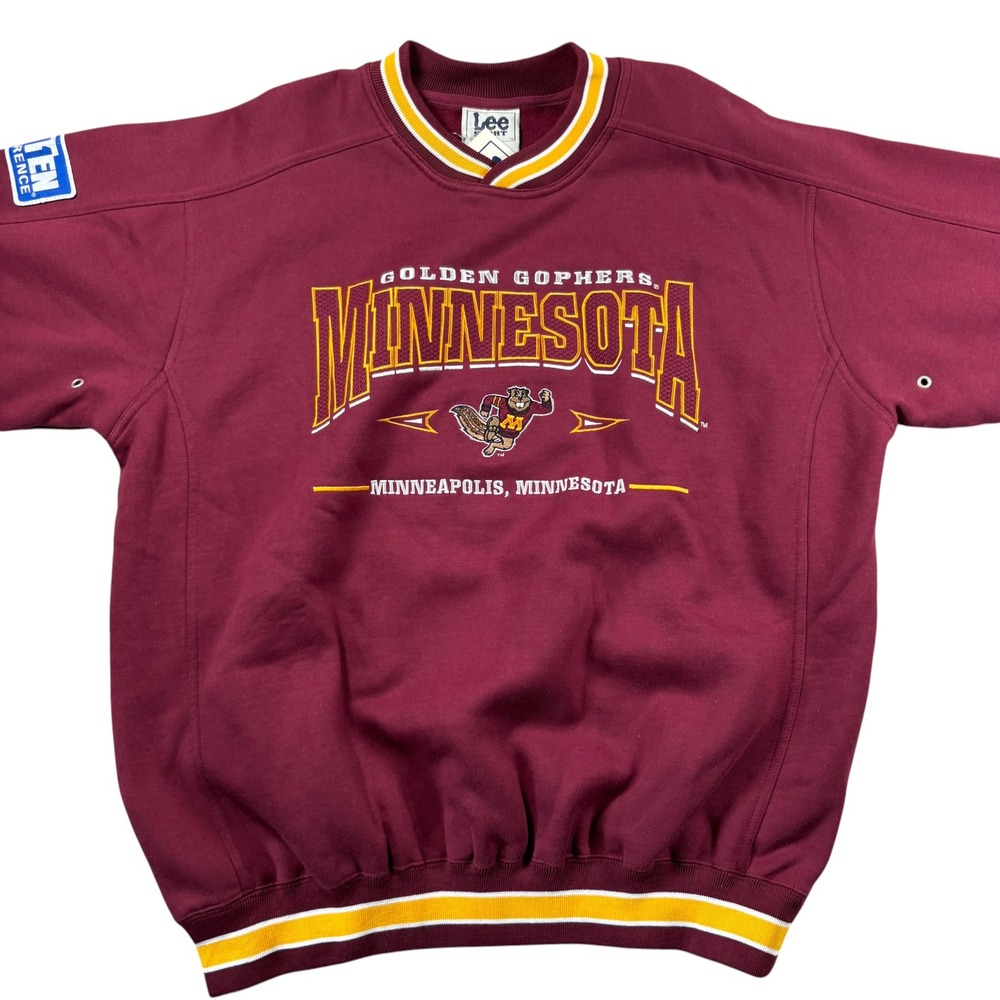 VTG NWT Minnesota Golden Gophers Sweatshirt Men Sz L Maroon Big Ten 90s crewneck - Picture 2 of 7
